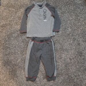 Calvin Klein Charcoal and Light Gray Baby Set